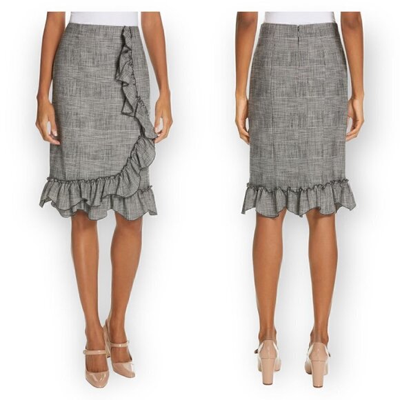 NWT Rebecca Tayler Black and Whie Glen Plaid Ruffle Skirt, size 0 - Picture 15 of 16